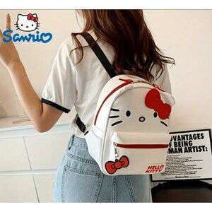 Hello Kitty Backpack Purse for Women Adorable Sanrio Red Bow Bag with Adjustable